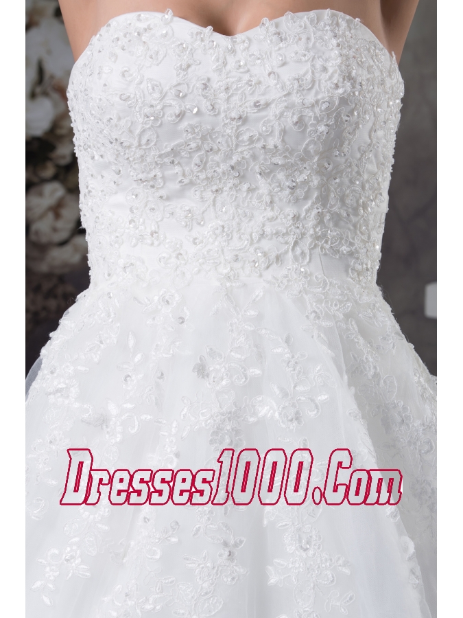 A-line Sweetheart Appliques Tulle Wedding Dress