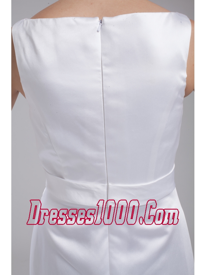 A-line V-neck Hand Made Flower Satin Wedding Dress