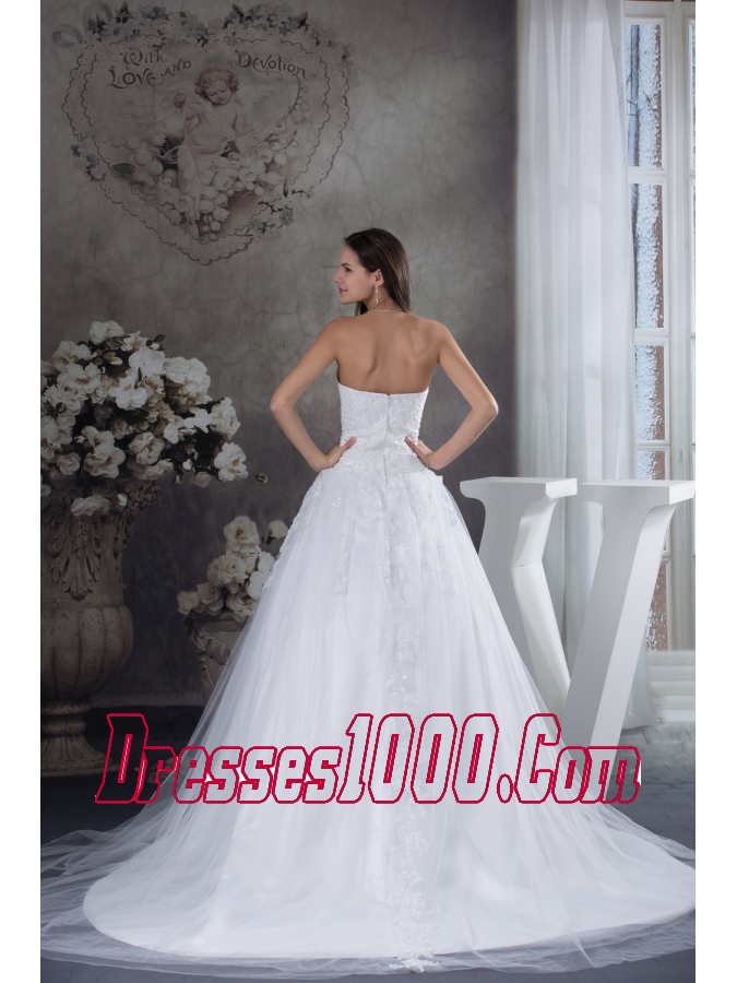 A-line Wedding Dress With Appliques Court Tarin Tulle