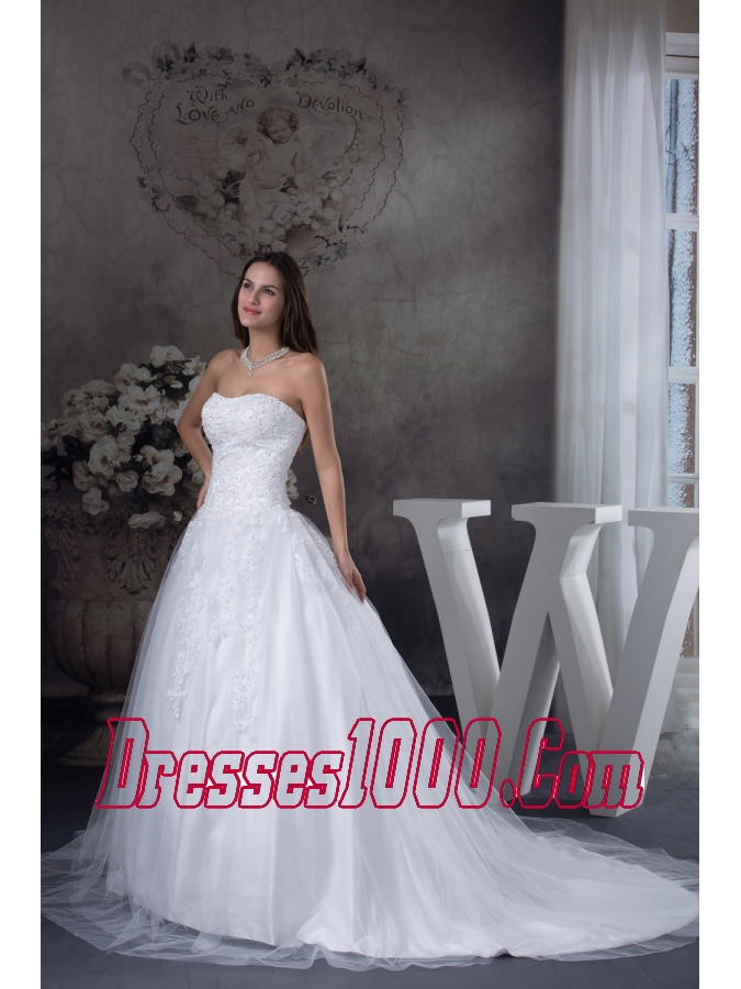 A-line Wedding Dress With Appliques Court Tarin Tulle