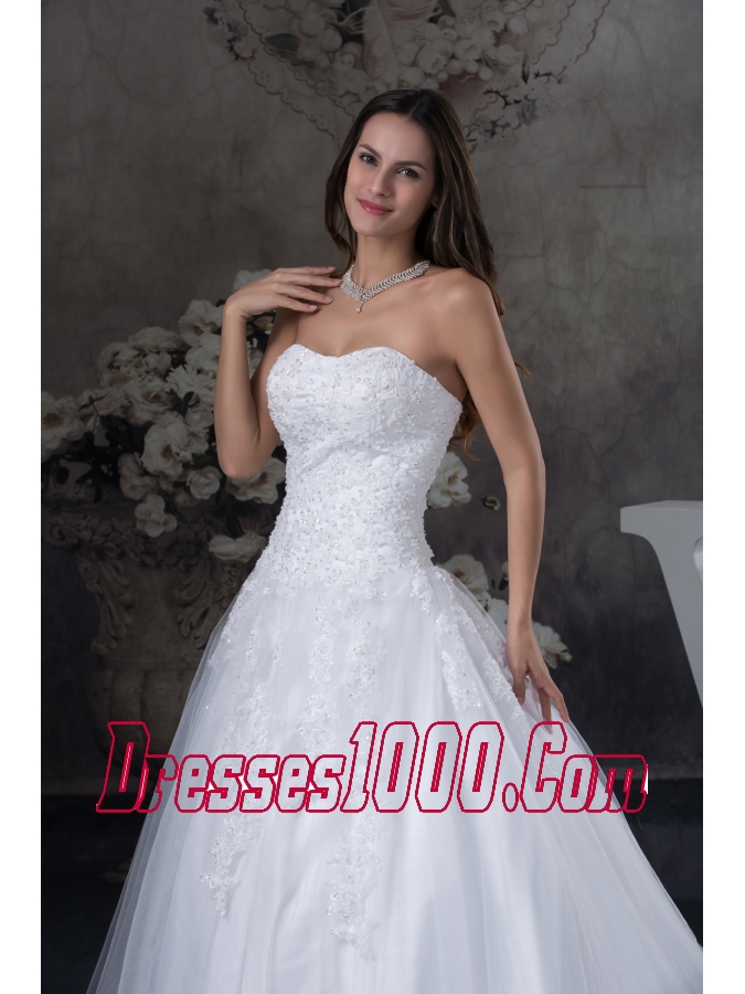 A-line Wedding Dress With Appliques Court Tarin Tulle