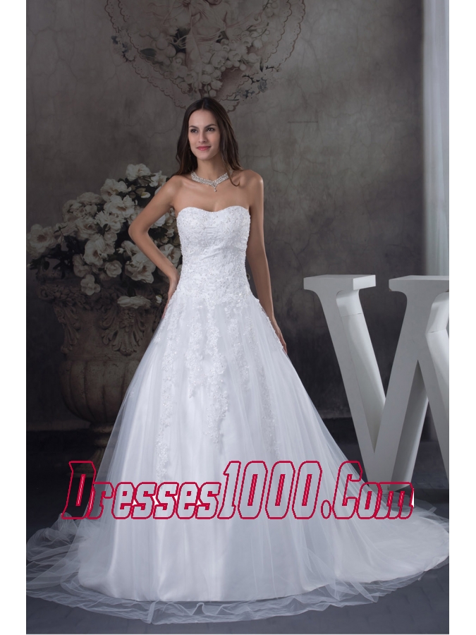 A-line Wedding Dress With Appliques Court Tarin Tulle