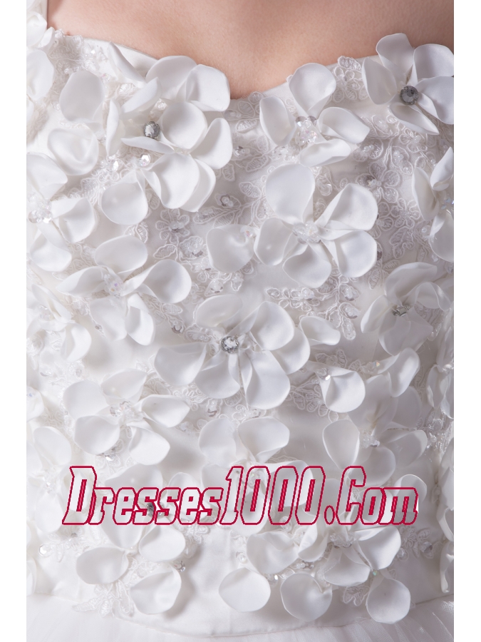 Appliques and Lace A-Line One Shoulder Court Train Wedding Dress