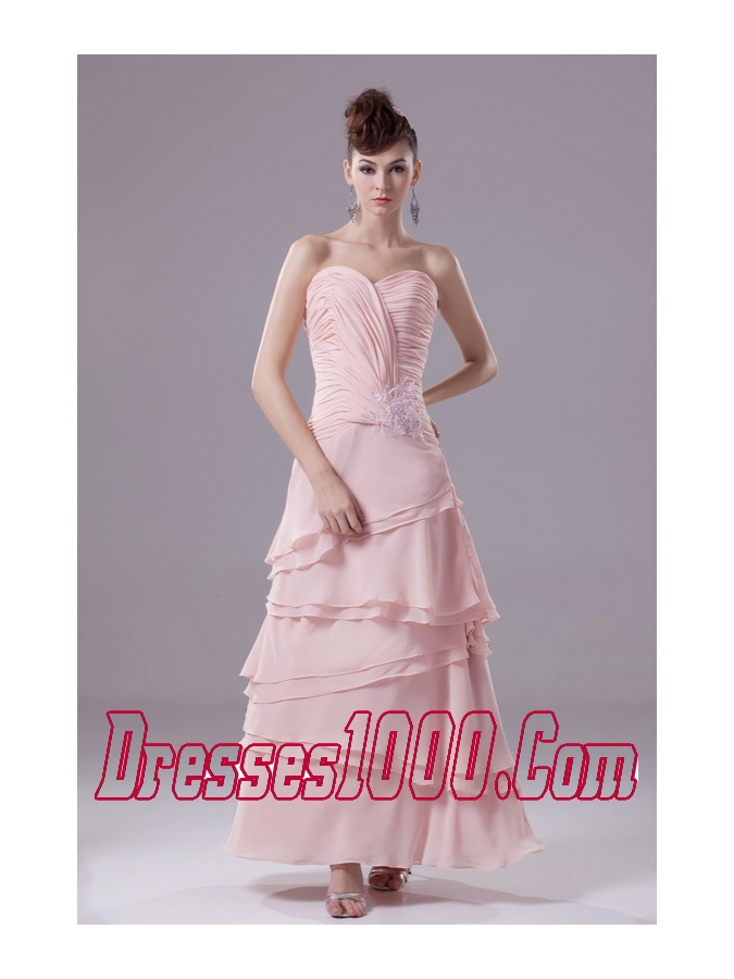 Appliques and Ruching Sweetheart Ankle-length Mother Of The Bride Dress