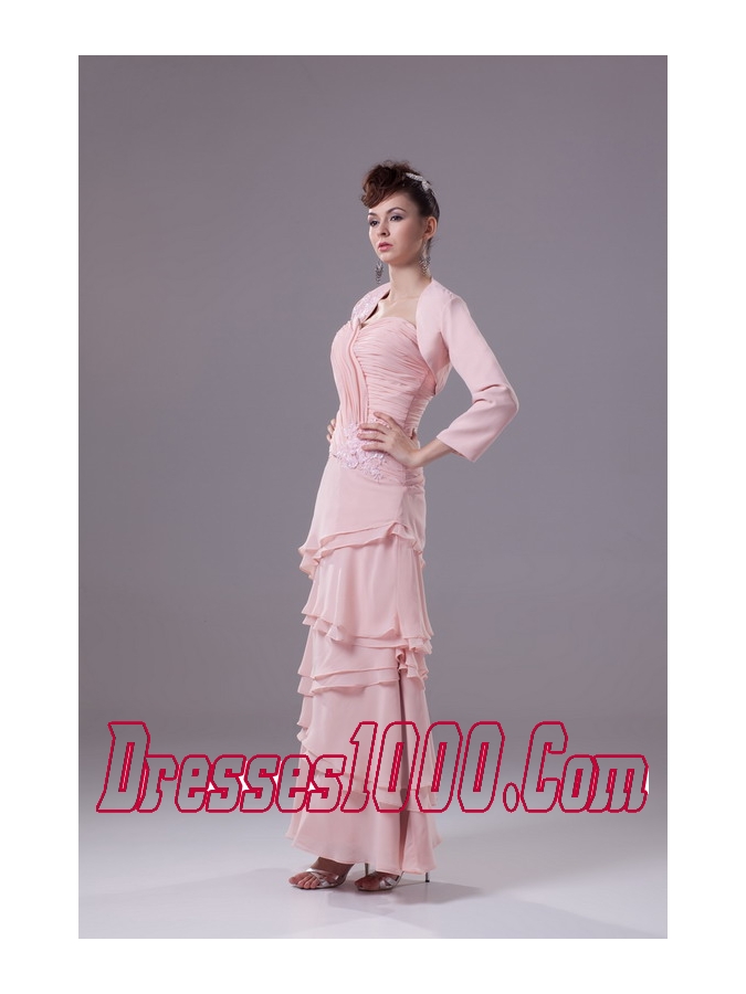 Appliques and Ruching Sweetheart Ankle-length Mother Of The Bride Dress
