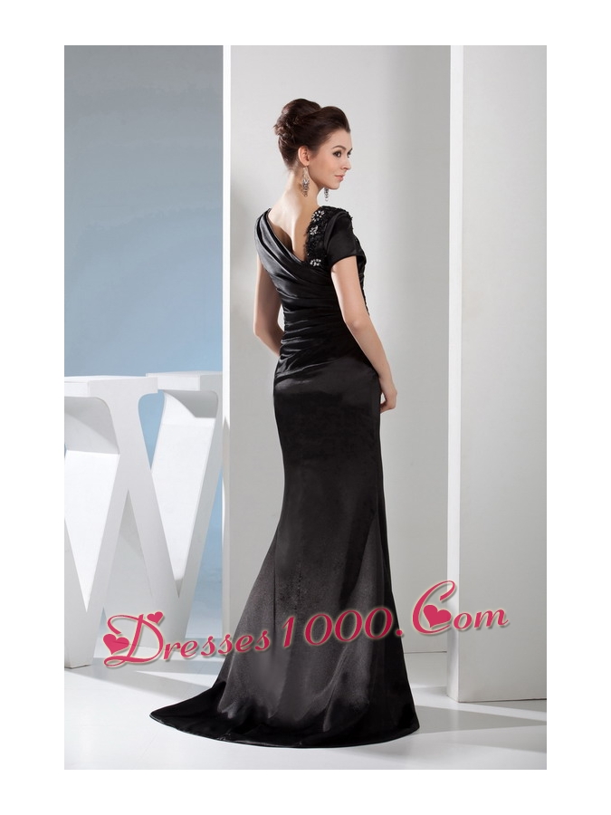 Appliques Mermaid Asymmetrical Black Mother of the Bride Dress