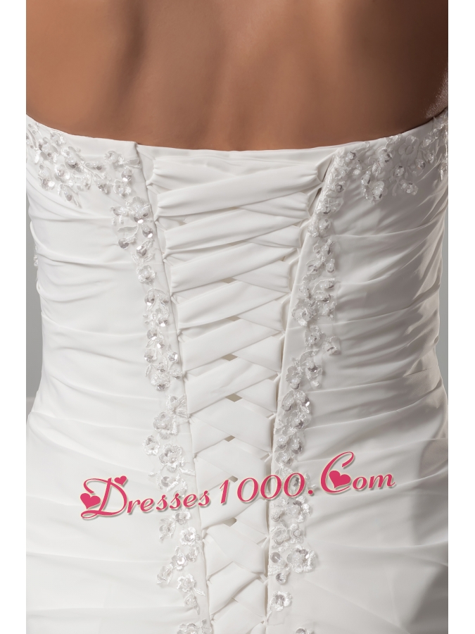 Appliques Sweetheart Column Wedding Dress With Lace Up Back