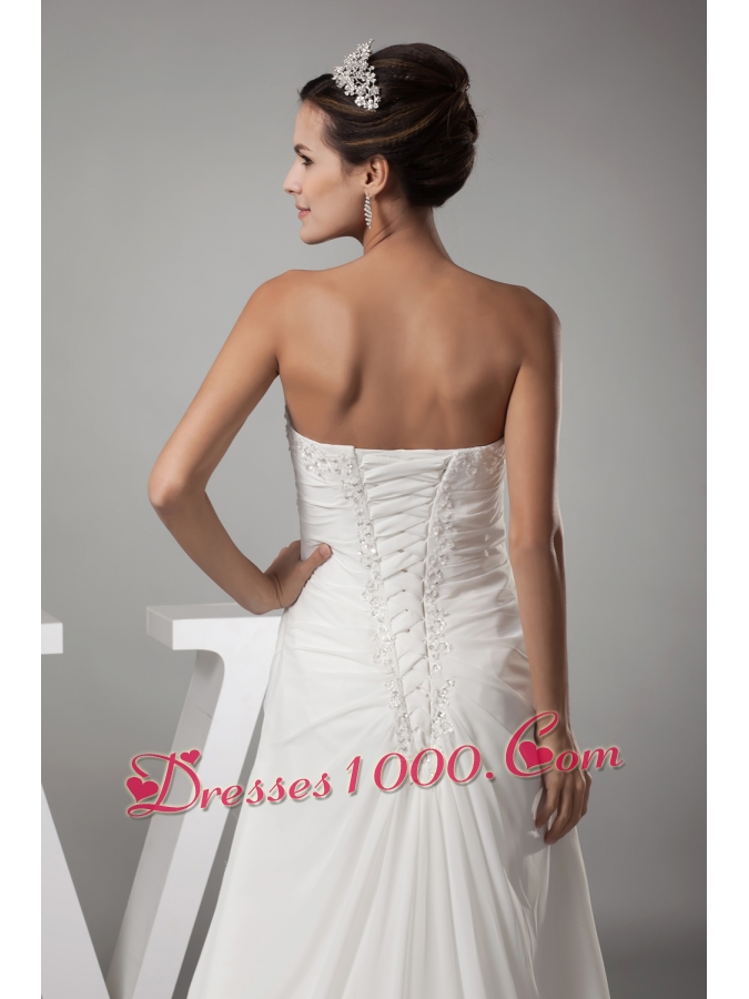 Appliques Sweetheart Column Wedding Dress With Lace Up Back