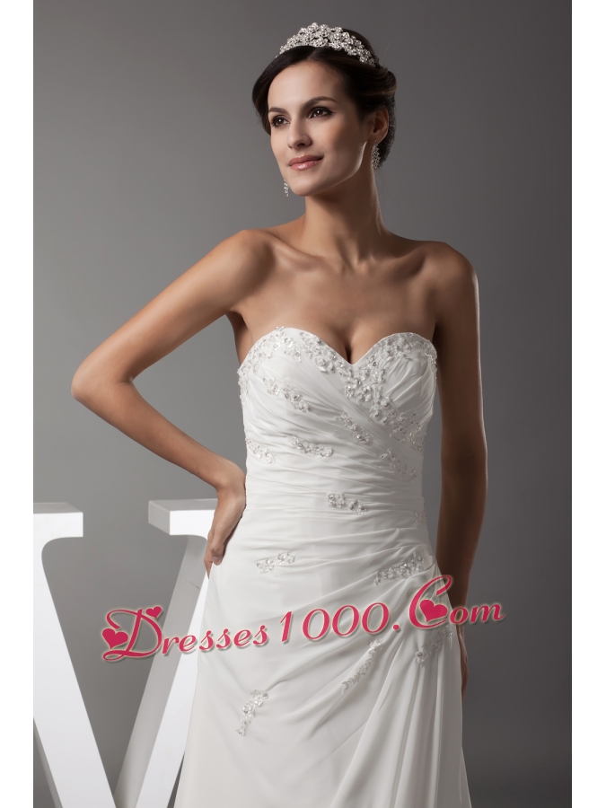 Appliques Sweetheart Column Wedding Dress With Lace Up Back