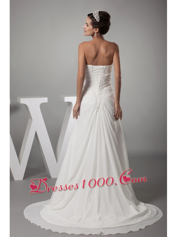 Appliques Sweetheart Column Wedding Dress With Lace Up Back
