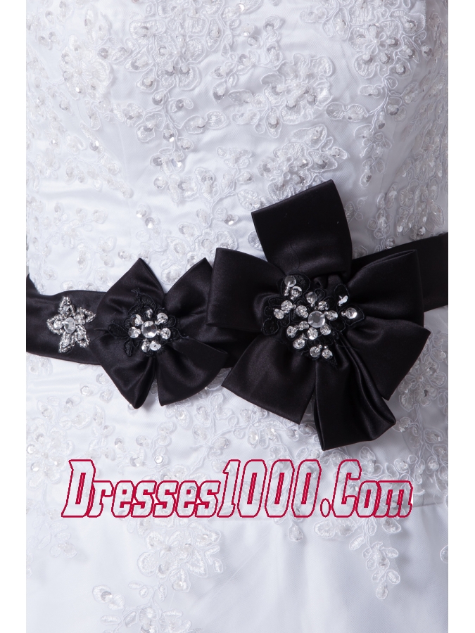 Appliques Sweetheart Court Train A-Line Wedding Dress