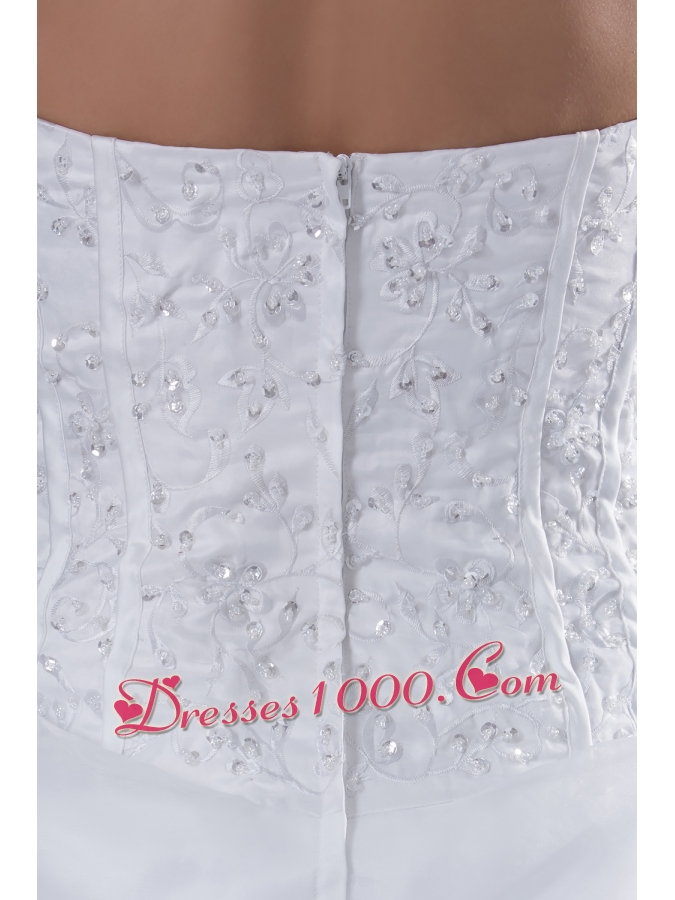 Ball Gown Pick-ups Beading Brush Train Wedding Dress