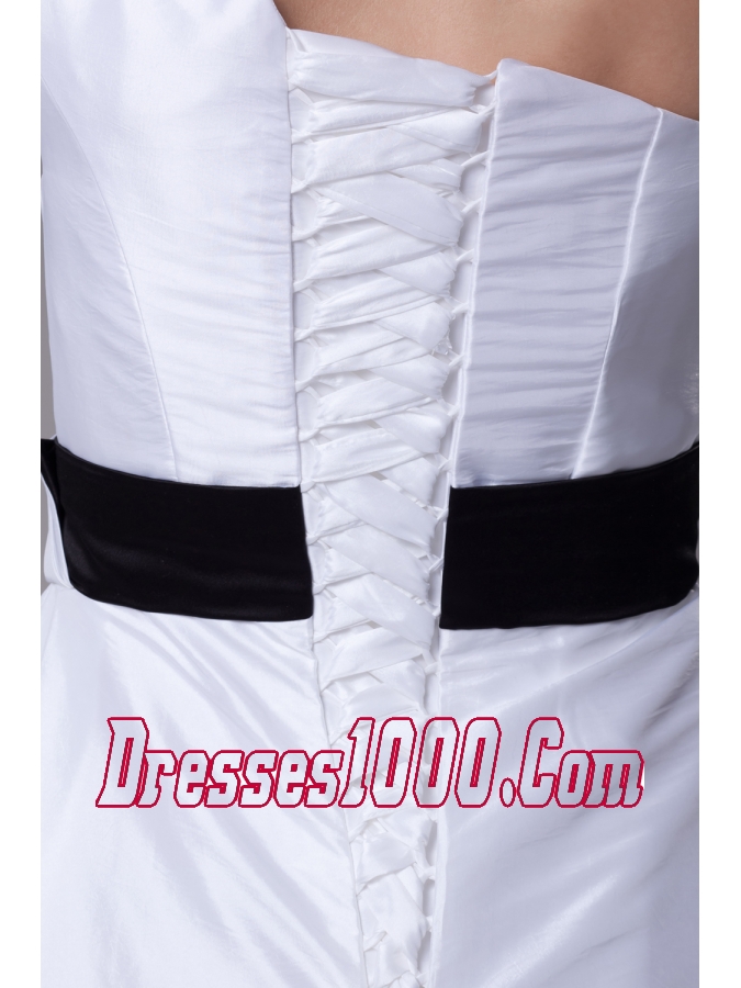 Beading A-Line Brush Train One Shoulder Wedding Dress