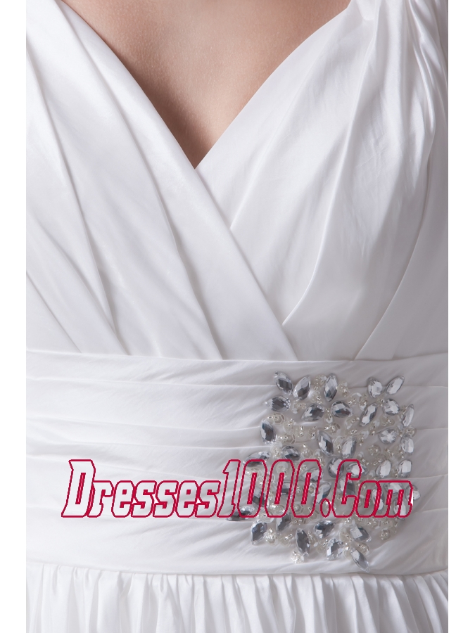 Beading Brush Train A-Line Straps Wedding Dress