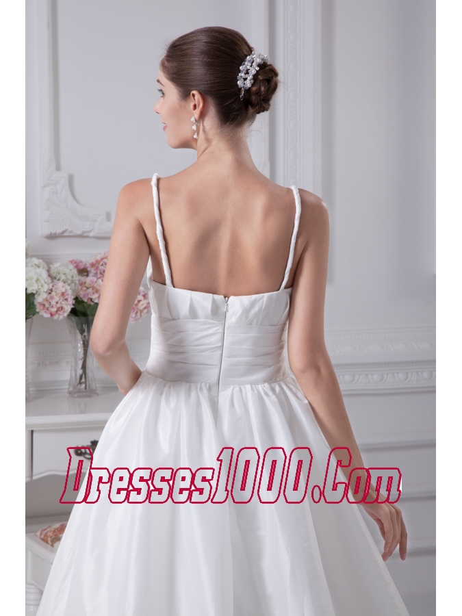 Beading Brush Train A-Line Straps Wedding Dress