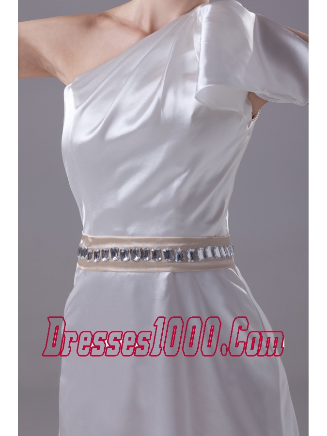 Beading One Shoulder Long Column Wedding Dress