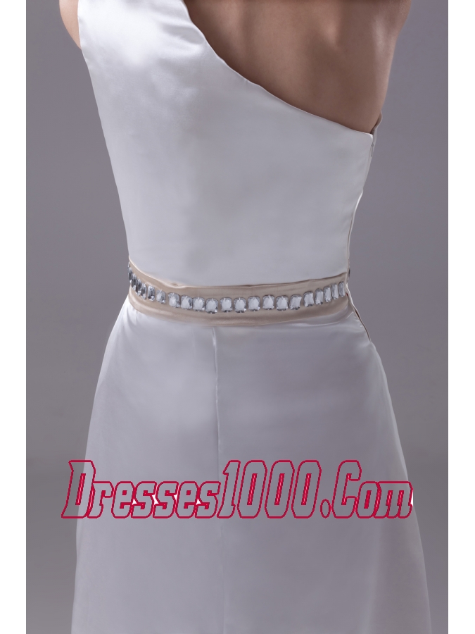 Beading One Shoulder Long Column Wedding Dress