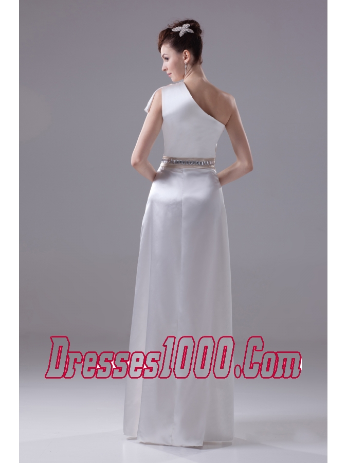 Beading One Shoulder Long Column Wedding Dress