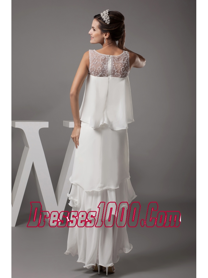 Beading Scoop High-low Wedding Dress