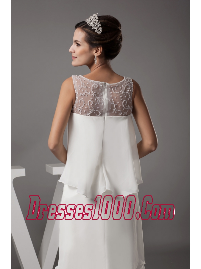 Beading Scoop High-low Wedding Dress