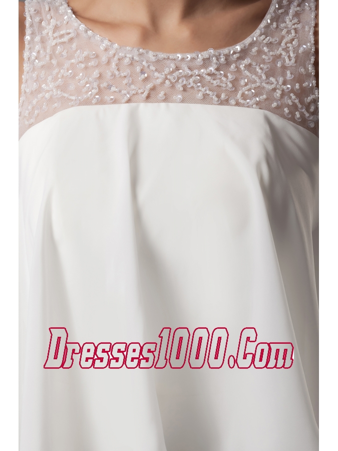 Beading Scoop High-low Wedding Dress