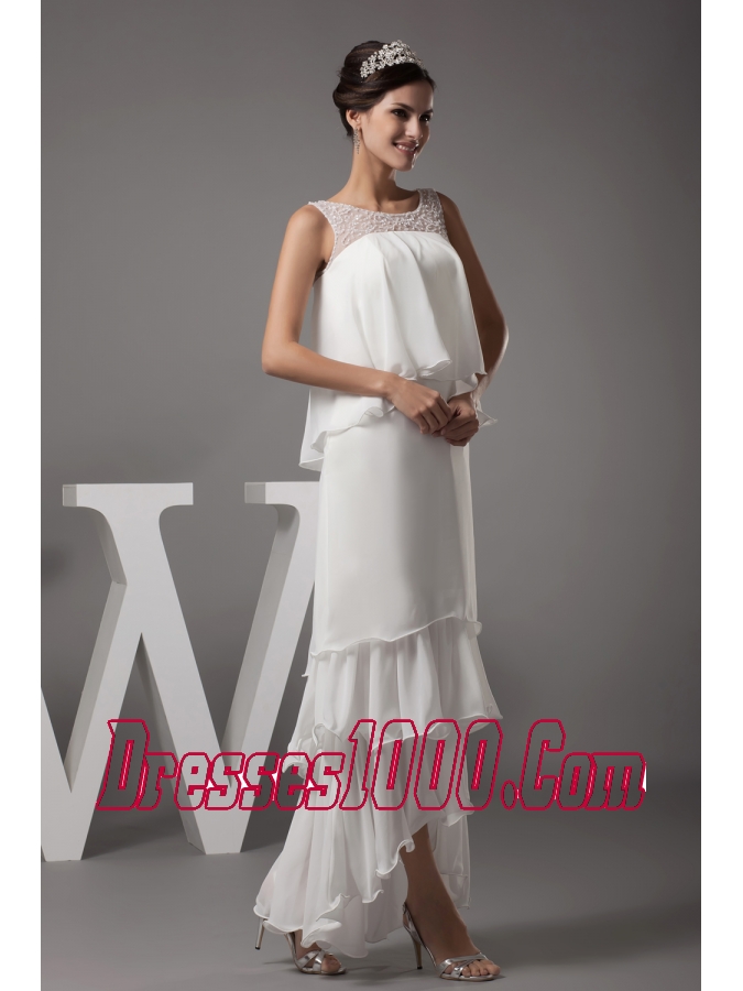 Beading Scoop High-low Wedding Dress