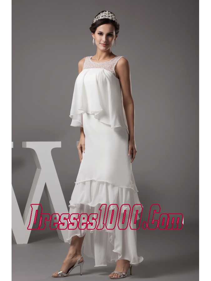 Beading Scoop High-low Wedding Dress