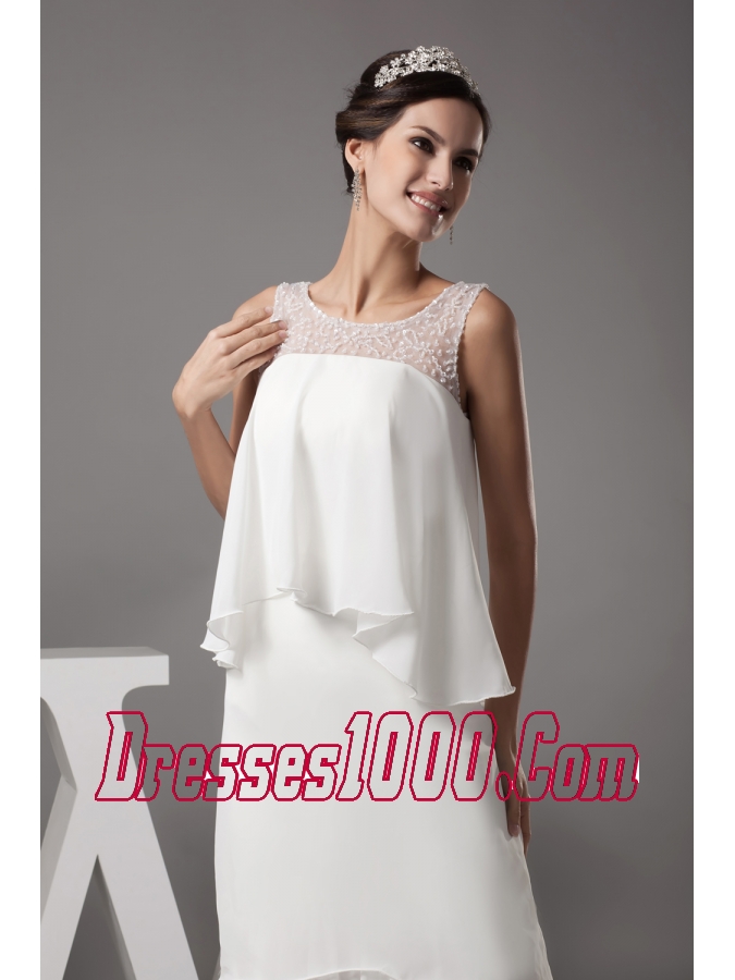 Beading Scoop High-low Wedding Dress