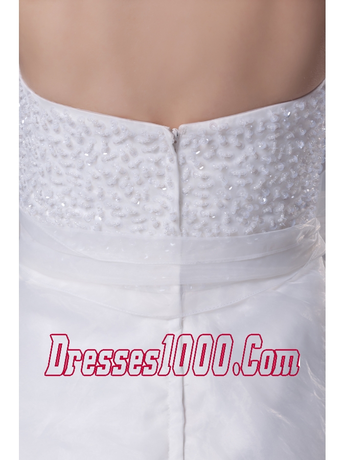 Beading Strapless Court Train A-Line Wedding Dress with Zipper-up