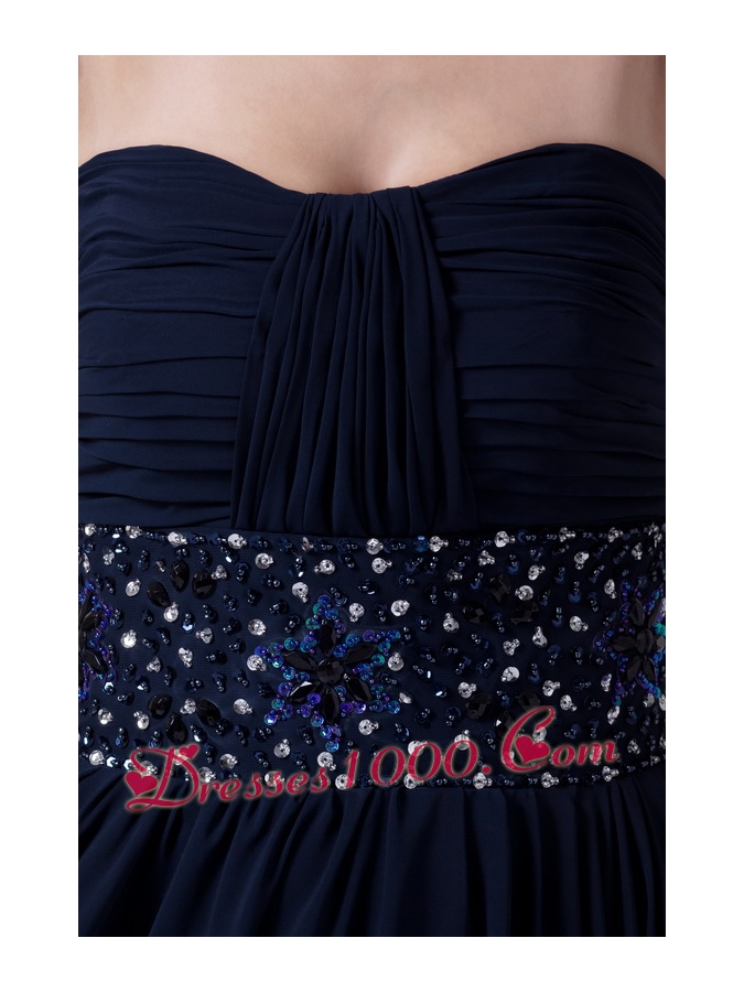 Beading Strapless Navy Blue Long Mother of the Bride Dress