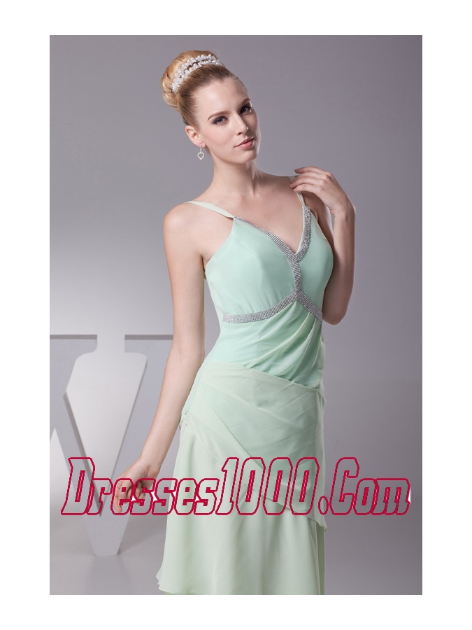 Beading V-neck Column Long Mother of Bride Dresses