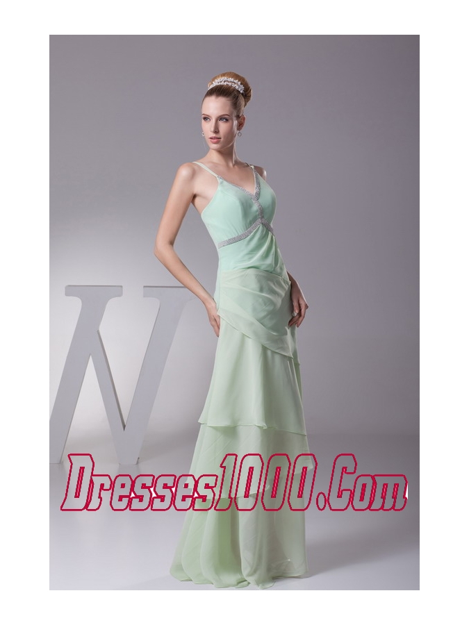 Beading V-neck Column Long Mother of Bride Dresses