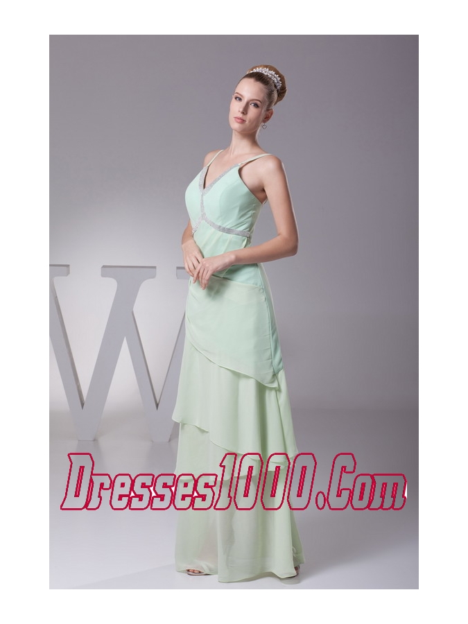 Beading V-neck Column Long Mother of Bride Dresses