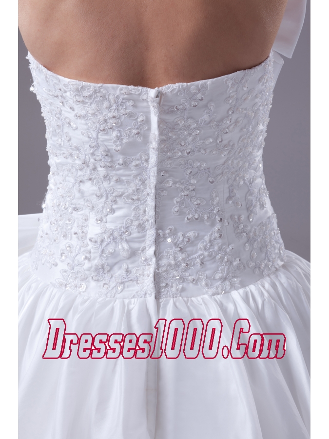 Bowknot Gorgeous Long Ball Gown Strapless Wedding Dress