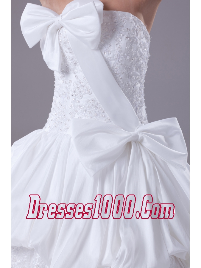 Bowknot Gorgeous Long Ball Gown Strapless Wedding Dress
