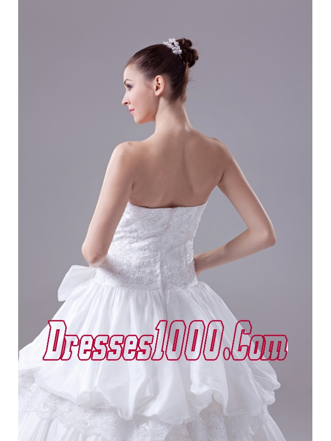 Bowknot Gorgeous Long Ball Gown Strapless Wedding Dress