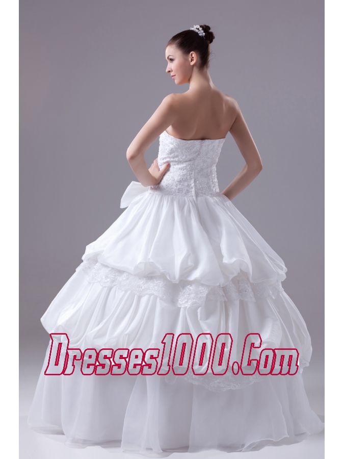 Bowknot Gorgeous Long Ball Gown Strapless Wedding Dress