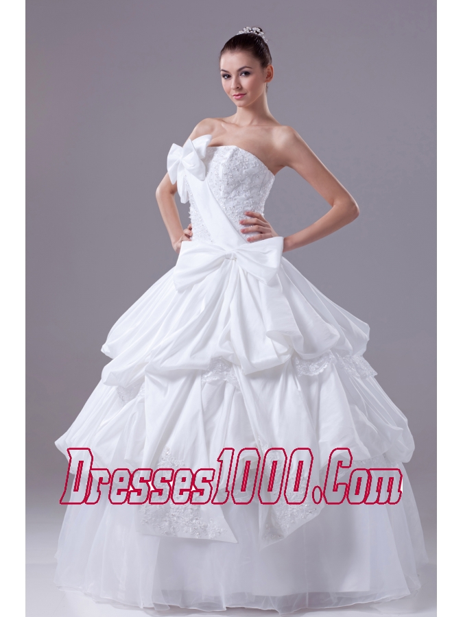 Bowknot Gorgeous Long Ball Gown Strapless Wedding Dress