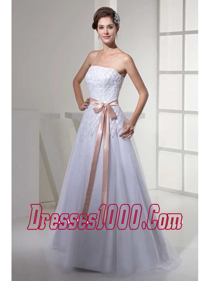 Brand New Strapless Sash A-line / Princess Wedding Dress