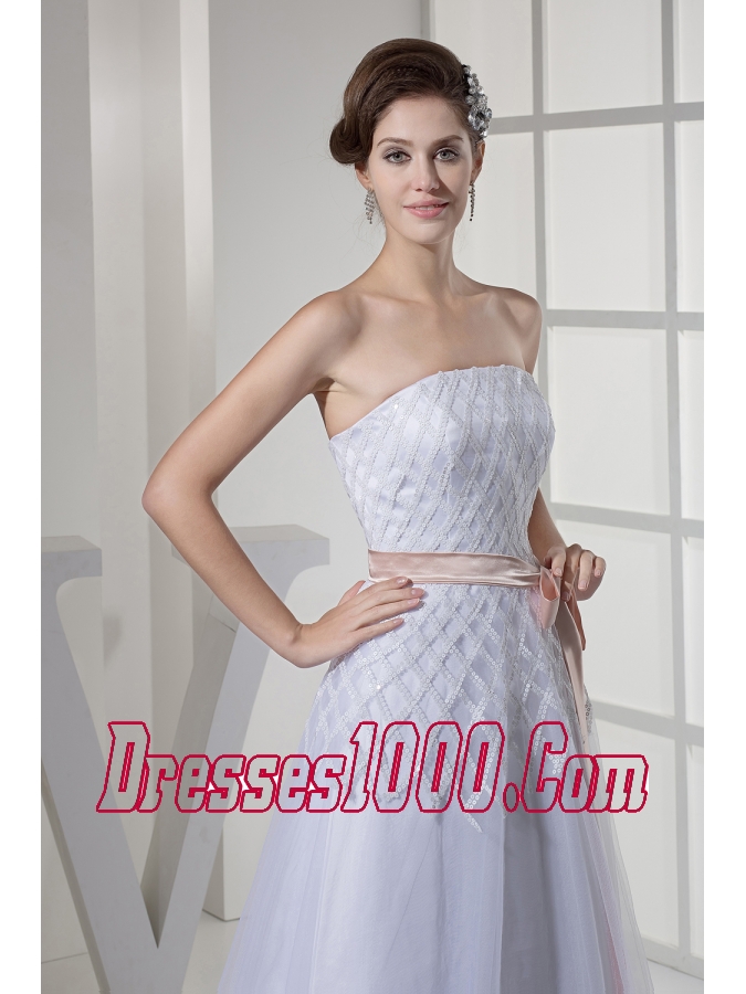 Brand New Strapless Sash A-line / Princess Wedding Dress