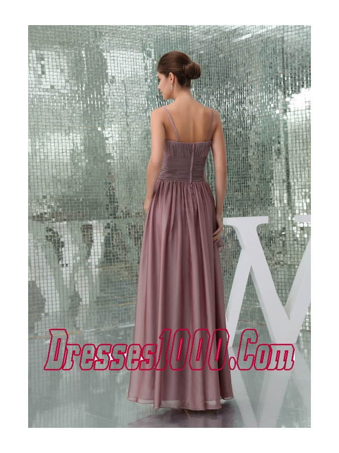 Burgundy Spaghetti Straps Ruching Chiffon Mother of the Bride Dress