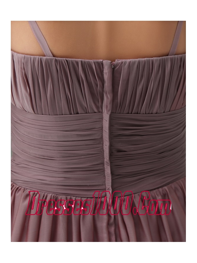 Burgundy Spaghetti Straps Ruching Chiffon Mother of the Bride Dress