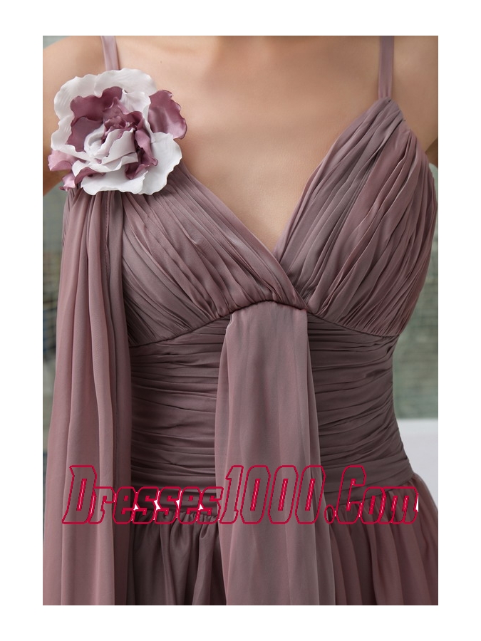 Burgundy Spaghetti Straps Ruching Chiffon Mother of the Bride Dress