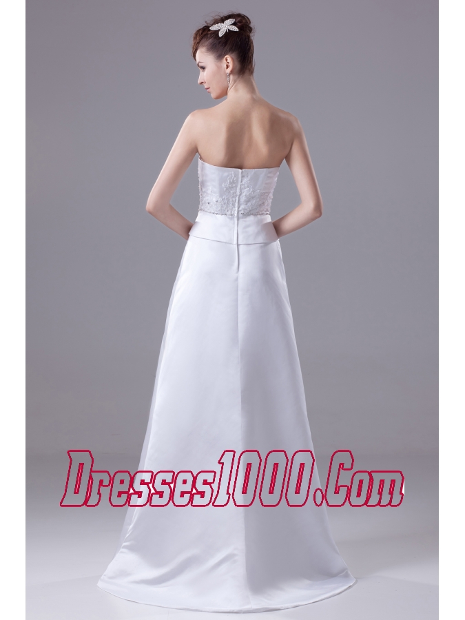 Column Straps Hand Made Flower Ruching Wedding Dress