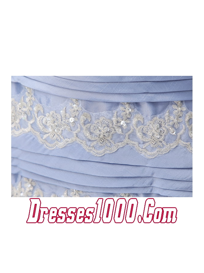 Column Sweetheart Short Lilac Ruffled Layers Appliques Mother of the Bride Dress