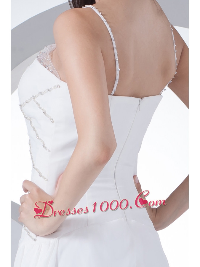 Column V-neck Appliques Chiffon Wedding Dress