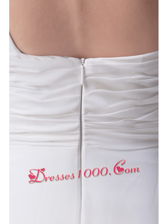 Empire One Shoulder Ruching Beading Wedding Dress