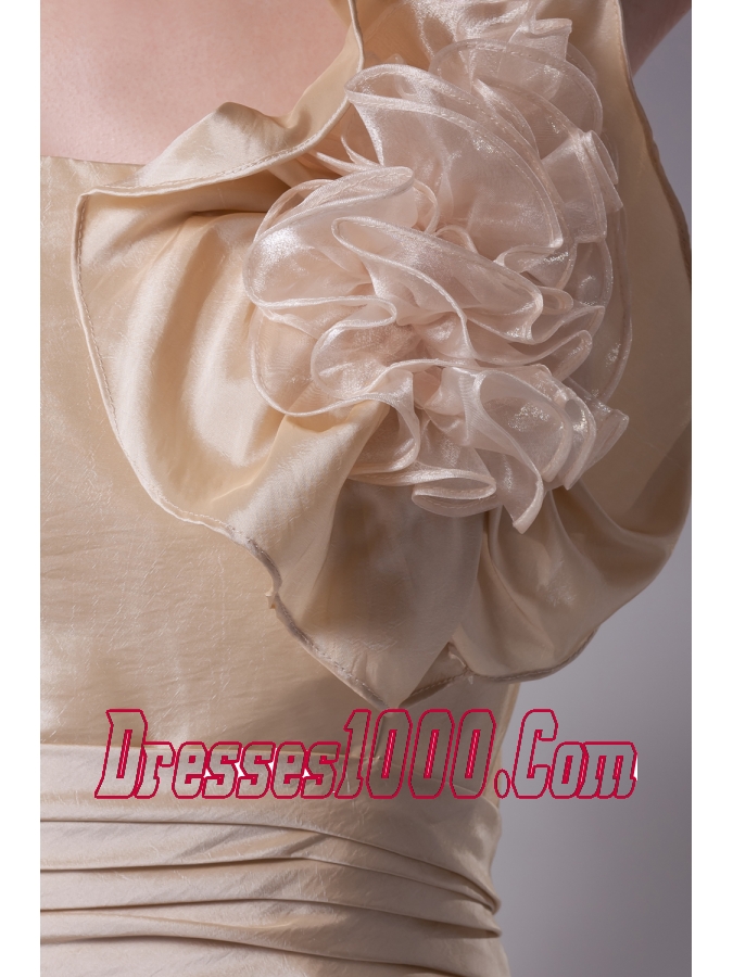 Hand Made Flowers Strapless Princess Wedding Dress With Brush Train