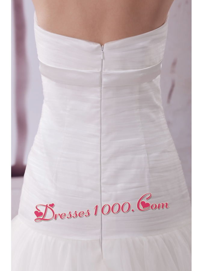 Handle Made Flower A-Line Court Train Sweetheart Wedding Dress