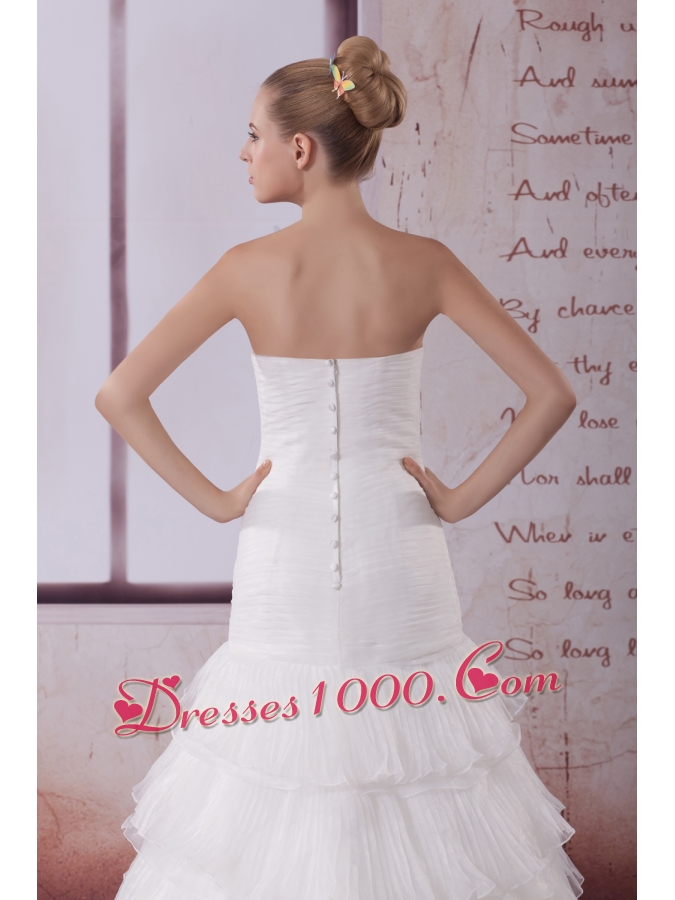 Handle Made Flower A-Line Court Train Sweetheart Wedding Dress